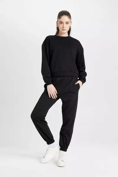 Jogginghose mit elastischem Bund und Bundabschluss, Taschen, lange Basic-Variante, einfarbig WN