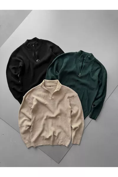 3 шт. трикотажный свитер с полу-молнией, тип Селаник