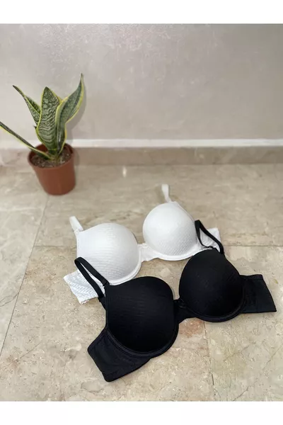 Икономичен комплект от 2 двойки с двойно повдигащ ефект, подплатен, черно и бяло