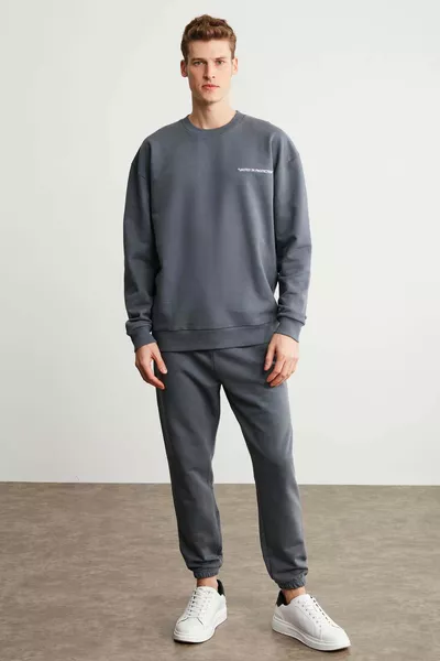 سروال رياضي رجالي كومفورت دار رمادي داكن