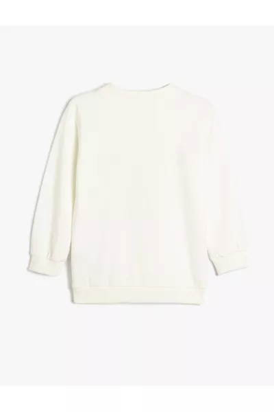 Şardonlu Uzun Kollu Şehir Baskılı Sweatshirt