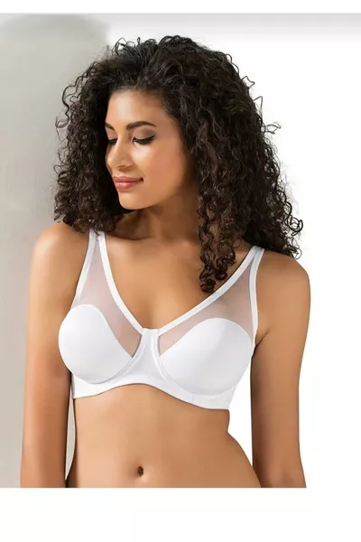 حمالة صدر نسائية بيضاء بقوالب ناعمة وشبك