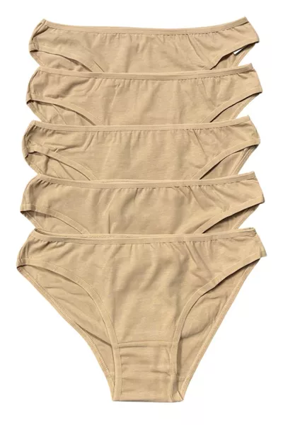 Damenunterwäsche 5er-Pack, elastisch, hautfarben