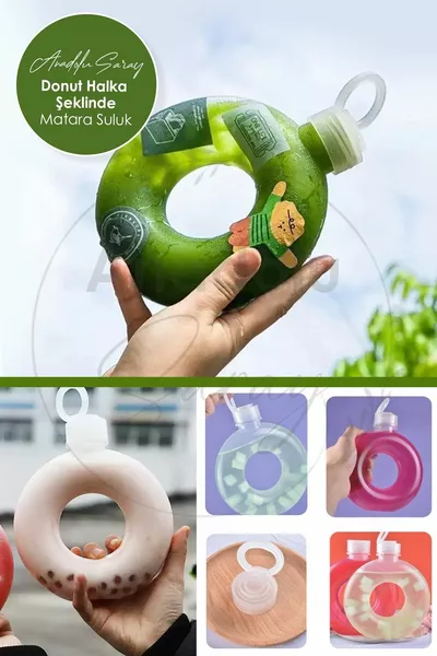 تحفيزي ماتي شفاف دونات على شكل حلقة شارب قارورة الماء | قهوة حليب قارورة ماء خالية من مادة BPA