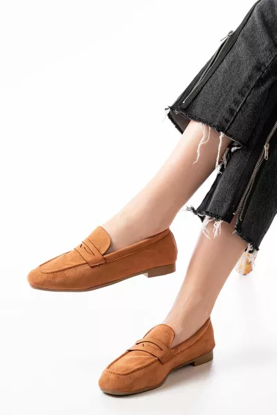  Tan Suede Casual Women's Ballet Flats