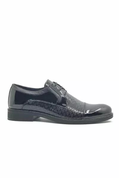 Dropland  Leather Men's Classic Shoes Black-patent leather