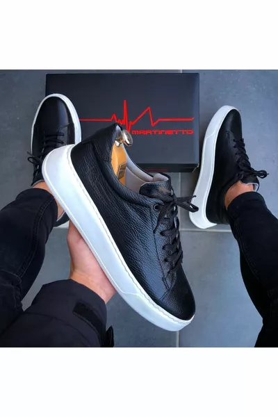 جلد طبيعي أسود عارضة أحذية رجالية