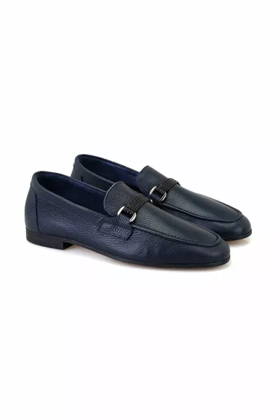 Drake Navy Blue Men's Leather Loafer