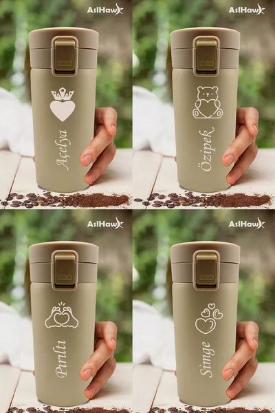 Personalisierter Name Bedruckter Thermoskannenfilter  Edelstahl Doppelschicht versiegelt  ml Thermoskanne