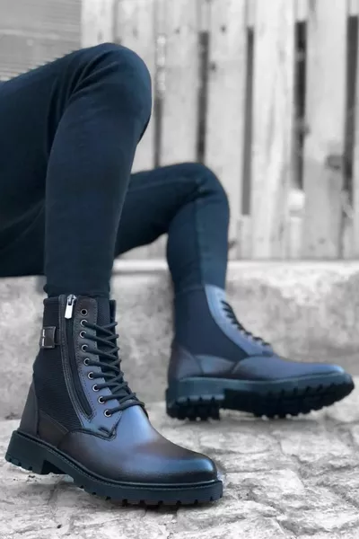 Мужские коричневые сапоги на молнии