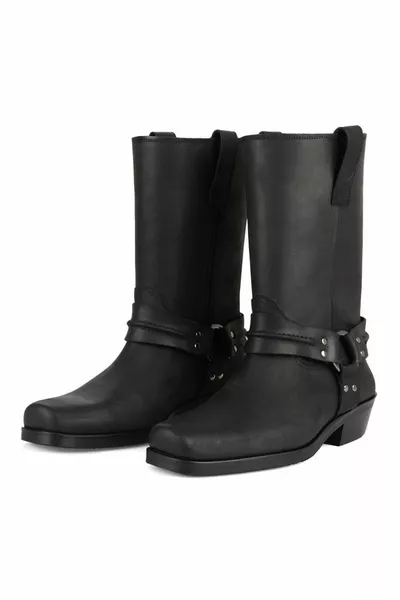 Noir Bottes à bout émoussé pour hommes