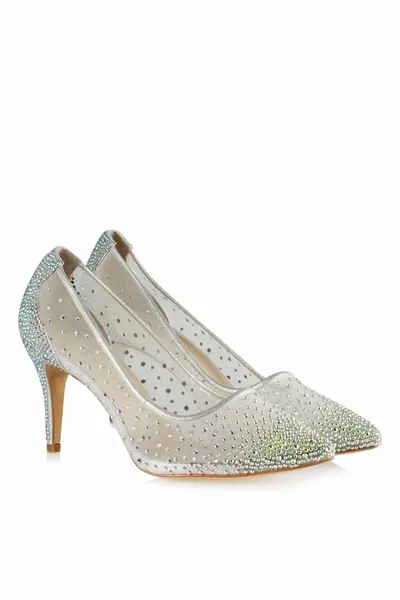  حجم الفضة مساء اللباس أحذية كبيرة الحجم مع الحجارة