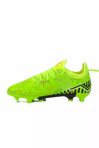 -F Giallo Neon Stringato Scarpe Da Calcio Per Bambini
