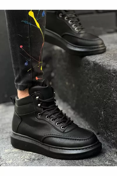   Kuback Black Skin Noir Semelle Haute Bottines Homme