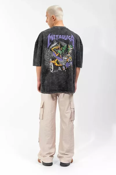 Миеща се тениска Metallica Purple Back Printed Unisex Oversize
