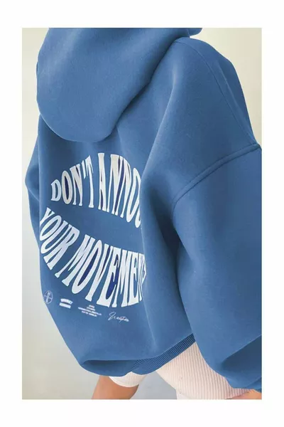 Толстовка с капюшоном 3 нити Don't синий индиго