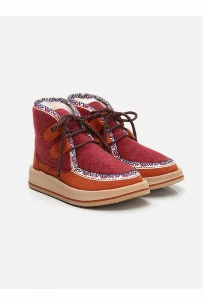 Mo Burgundy Damen Stiefel aus echtem Wildleder