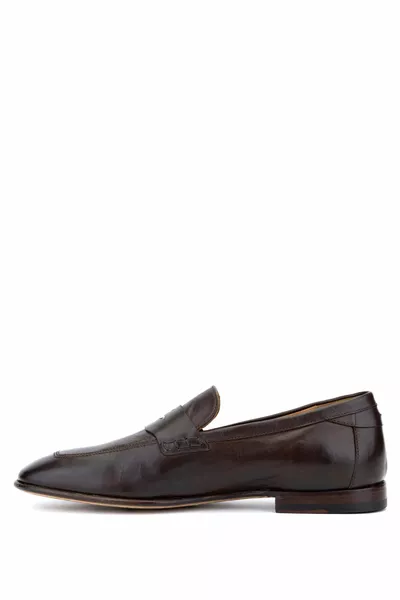 Mocassins marron en cuir véritable pour hommes