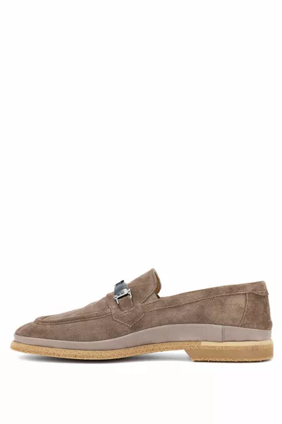 Mocassins en cuir véritable beige pour hommes