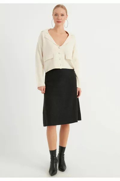 Шерстяная юбка миди