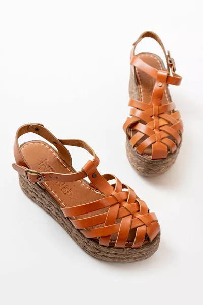  Tan Orthopedic Genuine Leather Padding Women's Sandals
