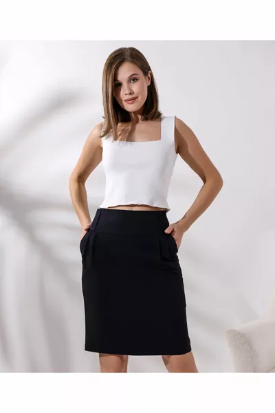 Lycra Marineblauer enger Rock