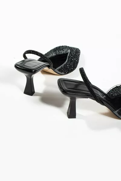 London Glass Shards Detail Open-Back Heels
