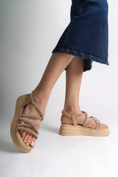  Elastische Stone Stripe Orthopedische Zool Dames Sandalen TT Skin