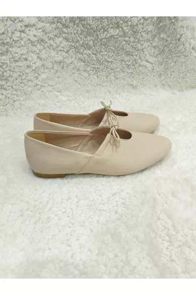 Mocassins Style Crème Ballerines en cuir pour femmes