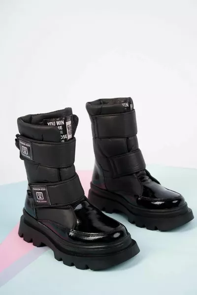 Дамски черни ежедневни ботуши за сняг с неплъзгаща се подметка