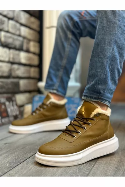  Lace-Up Mink Men's Style Sports Boots with Fur Inside