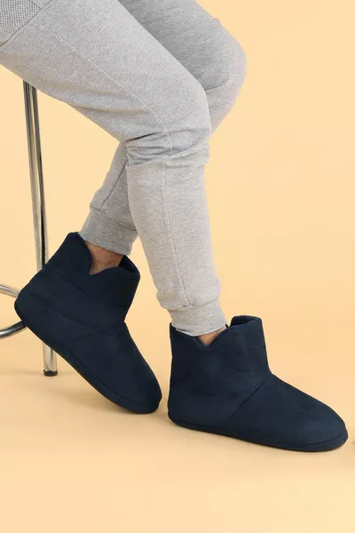 Rdp Suede Winter Pantduf أحذية منزلية رجالية أزرق كحلي