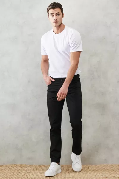 Pantaloni chino elasticizzati da uomo neri slim fit slim fit a 5 tasche