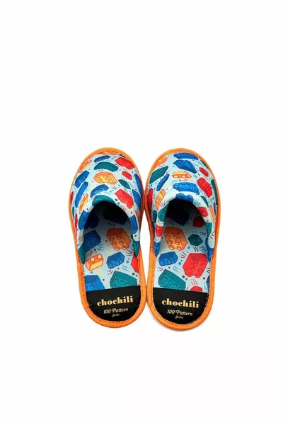 الرجال الأزرق ليغو منقوشة لينة نعل منزل النعال