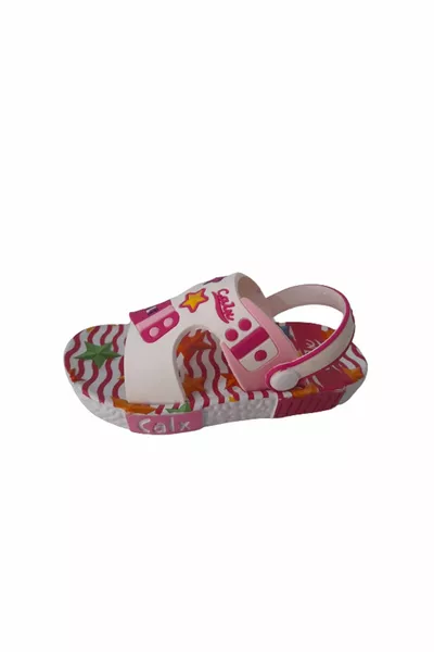Girls White-Light Pink Star Figure Daily Walking Sandals Slippers