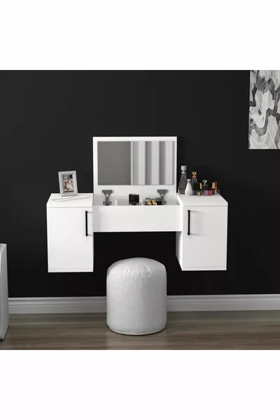 طاولة مكياج مثبتة على الحائط لا تشغل مساحة اللون أبيض - مرجان