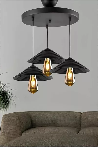 Lampadario rustico a 3 luci Tırtık per soggiorno, cucina e ingresso, elegante, moderno, facile da installare