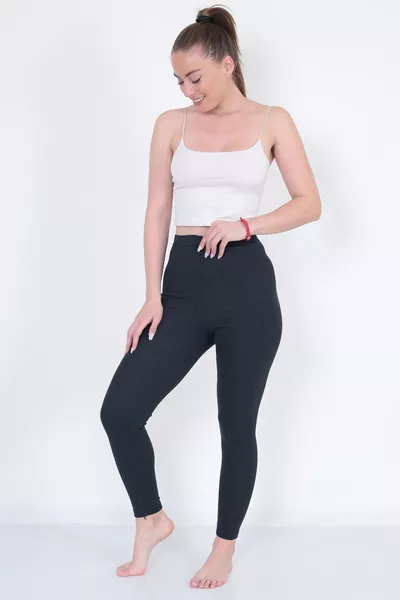 Хлопковое термобельё | Термо-леггинсы с начёсом, антрацит