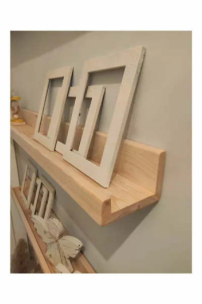 رف خشبي بإطار خشبي رف حائطي خشبي رف ديكوري سم طبيعي