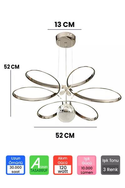 3 Цвята с дистанционно управление, голяма салонна LED полилей с пеперуди и маргаритки, хром LED полилей '' 2 години гаранция''