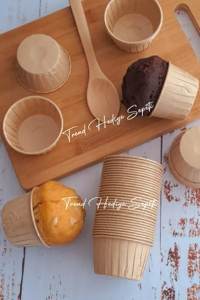 'li Kraft Kek Kalıbı Sütlü Kahve Içi Yağlı Kağıt Muffin Kalıbı Cupcake Kapsülü , Airfryer Uyumlu