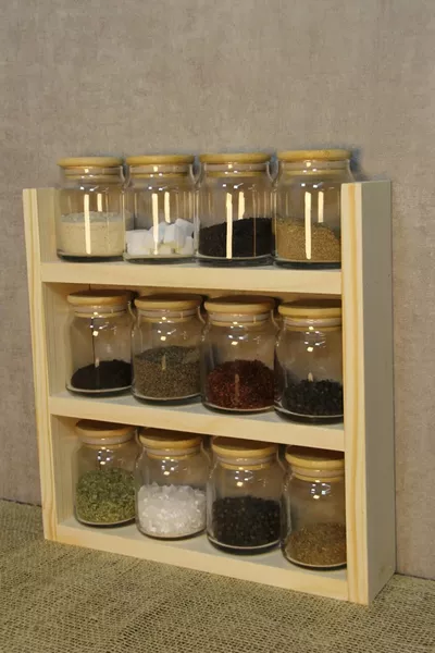 Ahşap Baharatlık Standı Tezgah Üstü Düzenleyici Ahşap Raf Baharatlık 