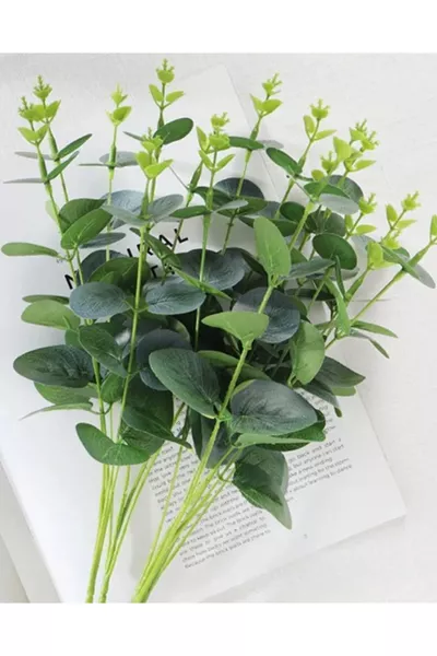 نبات أكالبتوس صناعي ذو فروع رطبة، ارتفاع سم، لون أخضر، لتزيين المنزل، المزهرية، الحمام