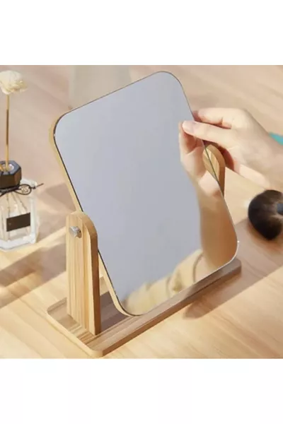 Wooden Mirror Large Stand Makeup Mirror New Model Grooming Mirror Rectangular - High Quality