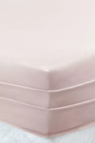 Softy Двоен Еднолицев Чаршаф от % Памук с Ластик - Пудра