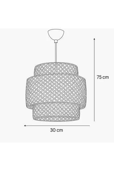 Lampadario in bambù in stile rattan invecchiato, cm, illuminazione scandinava, boho, moderna