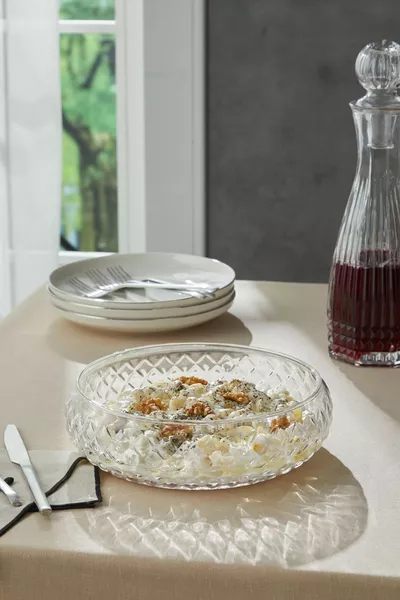 Большая стеклянная салатница Selen Concept в виде корзины, ручная работа