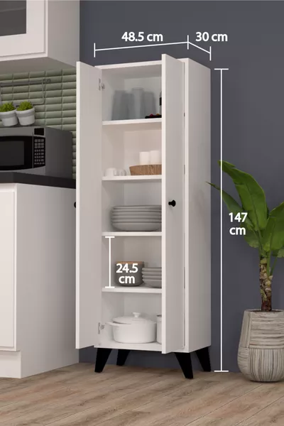 خزانة إلكاي متعددة الاستخدامات ذات بابين و5 أرفف