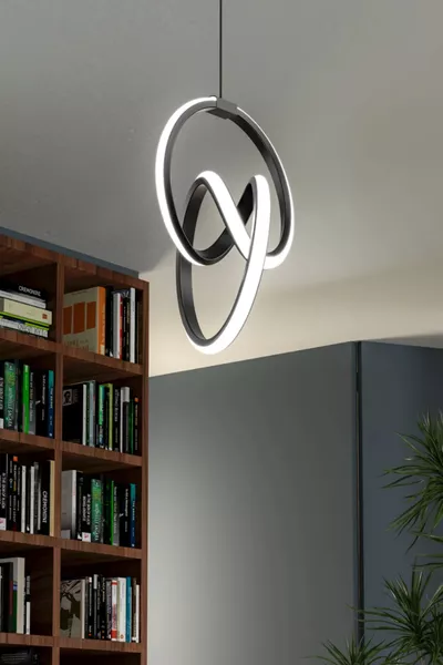 إميلي ثريا معلقة عصرية سوداء بإضاءة LED ضوء أبيض لغرفة المعيشة والمطبخ والغرفة والمدخل