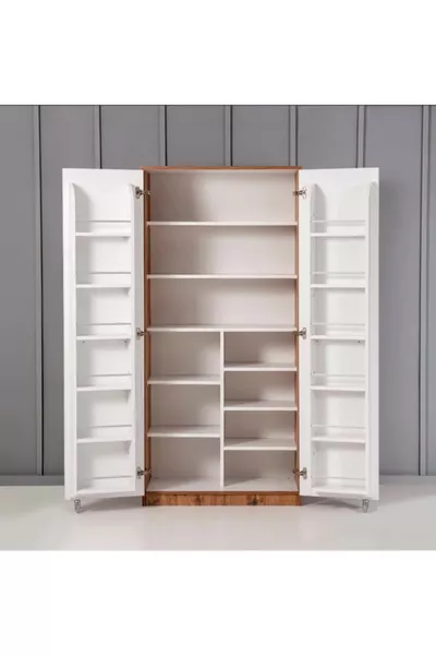 Килер и кухненски шкаф с 2 врати, които могат да се отварят под различен ъгъл - см, ПДЧ, бял